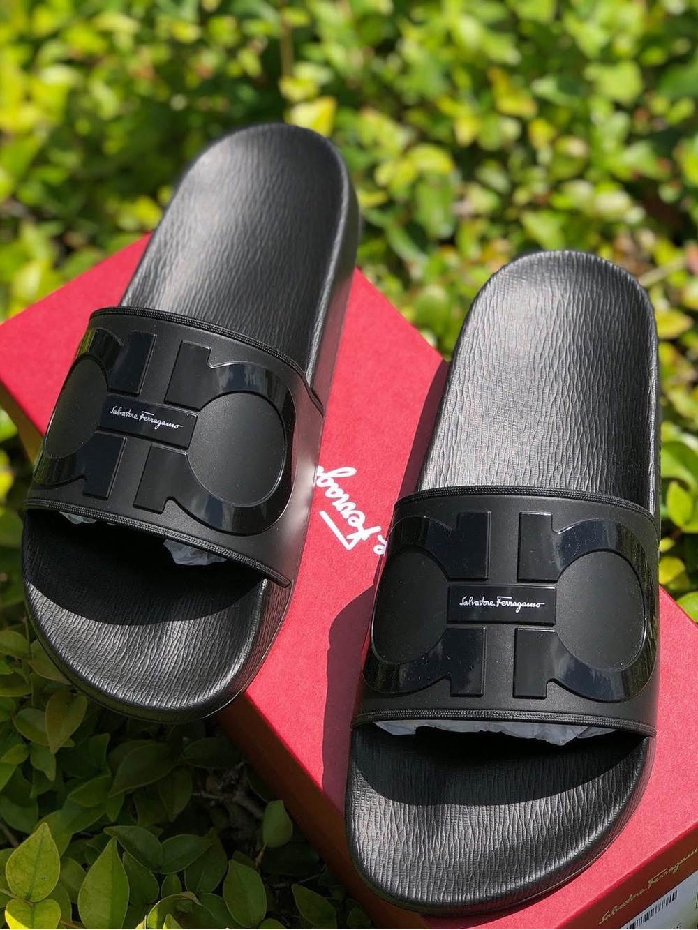 Salvatore Ferragamo Men’s Black Slide Sandals